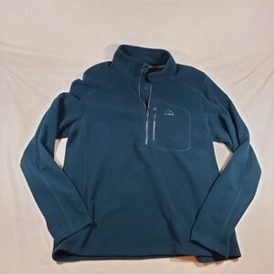 LLBean Men's Fleece Pullover Quarter Zip Long Sleeve Shirt L REG Teal